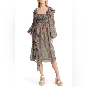 NWT For Love & Lemons Brittany Midi Ditsy Floral Dress, size S